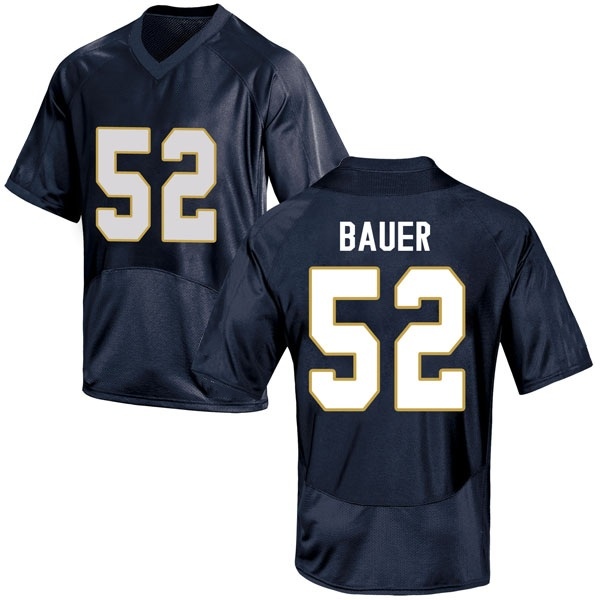 Bo Bauer Notre Dame Fighting Irish NCAA Youth #52 Navy Blue Replica College Stitched Football Jersey EPU0855TZ